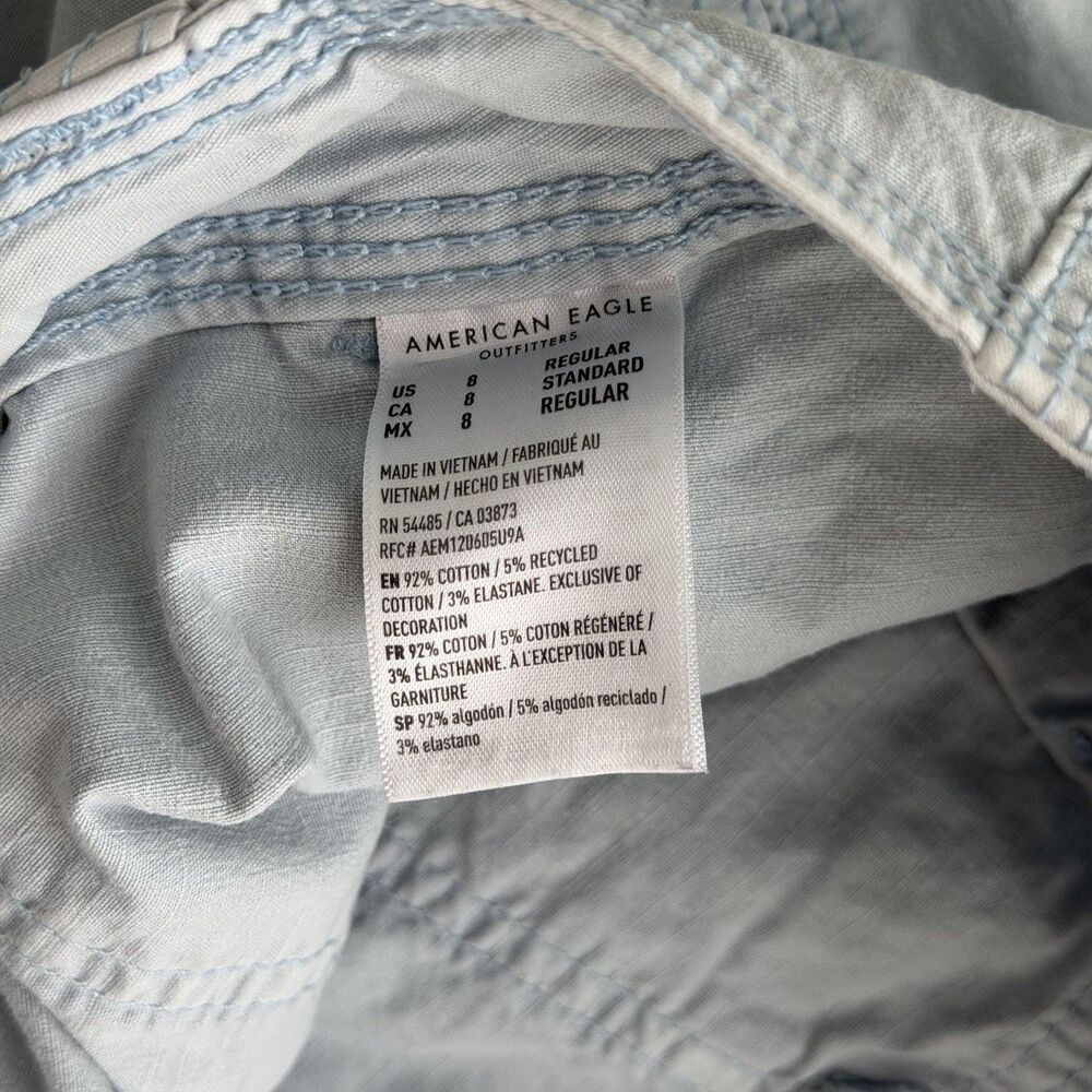 American Eagle Women’s Light Blue Cargo Pants Straight Leg Stretch Pockets 8R - Picture 6 of 9